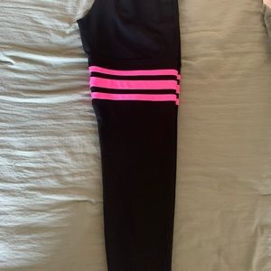 Bombshell Sportswear Perform Thigh Highs in Black with Neon Pink.